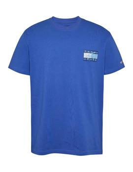 Camiseta Tommy Regular Flag Hombre Azul