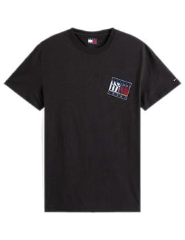 Camiseta Tommy Hilfiger Regular Flag Hombre Negra