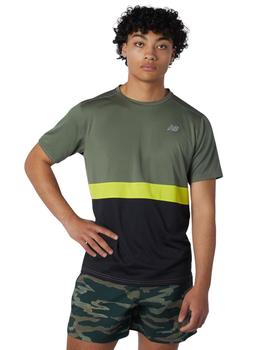 Camiseta New Balance Accelerate Striped Hombre Verde