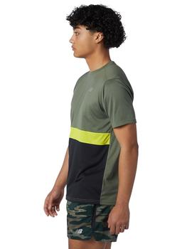 Camiseta New Balance Accelerate Striped Hombre Verde