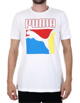 Camiseta Puma Graphic Box Logo Hombre Blanco