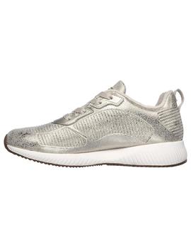 Zapatillas Skechers Bobs Squad Mujer Plata