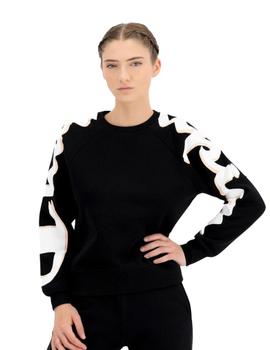 Sudadera Sin Capucha Croptop Crewneck Mujer Negro