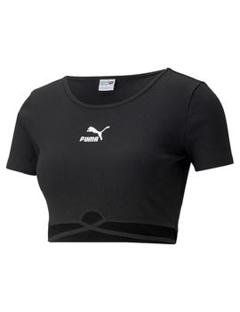 Camiseta Puma  Classics Ribbed Negro Mujer