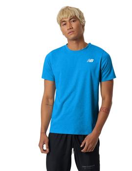 Camiseta Manga Corta New Balance Heathertech Hombre Azul