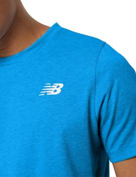 Camiseta Manga Corta New Balance Heathertech Hombre Azul