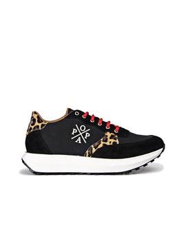 Zapatillas Popa Ines Animal Print Mujer Negro