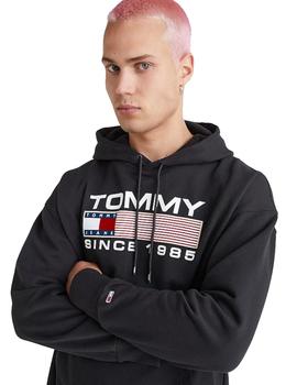 Sudadera Con Capucha Tommy Reg Athletic Hombre Negro