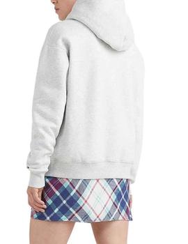 Sudadera Con Capucha Tommy Tartan Mujer Gris