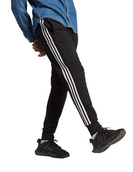 Pantalón Adidas French Terry Tapered Cuff 3 Ban Hombre Negro