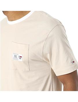 Camiseta Tommy Label Ringer Hombre Beige