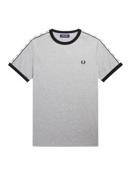 Camiseta  Fred Perry Ringer Hombre Gris