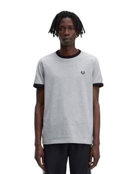 Camiseta  Fred Perry Ringer Hombre Gris