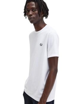 Camiseta Fred Perry  Ringer Básica Hombre Blanco