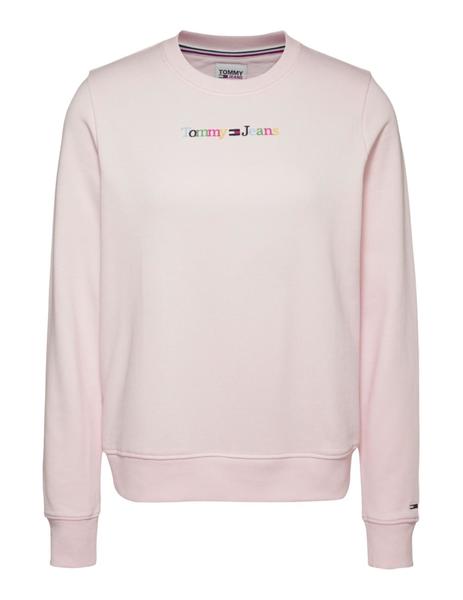 Sudadera Sin Capucha Color Serif Mujer Rosa