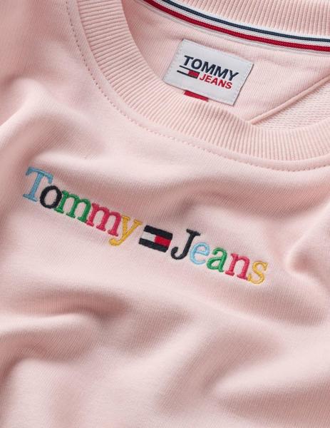 Tommy Jeans - Sudadera De Mujer Cropped Con Cuello Redondo En Rosa