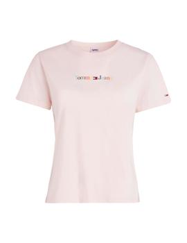 Camiseta Tommy Color Serif Mujer Rosa