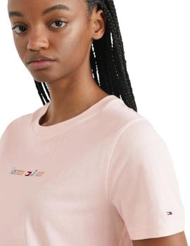Camiseta Tommy Color Serif Mujer Rosa