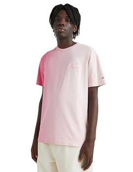 Camiseta Tommy Dip Dye Hombre Rosa