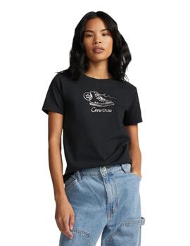 Camiseta Converse Sneaker Graphic Mujer Negra