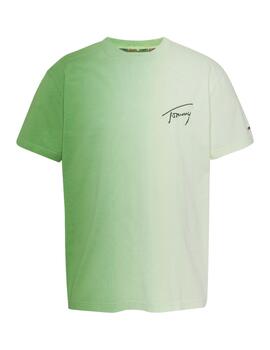 Camiseta Tommy Dip Dye Hombre Verde