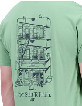 Camiseta New Balance Cafe Shop Front Hombre Verde