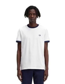 Camiseta  Fred Perry Ringer Hombre Blanco