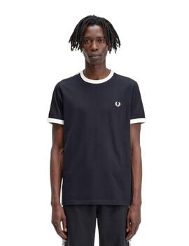 Camiseta  Fred Perry Ringer Hombre Negro