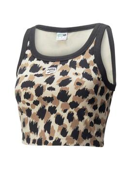 Camiseta Puma Crop Top Mujer Leopardo