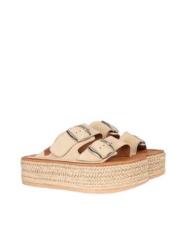 Sandalia Popa Morell Serraje Mujer Beige