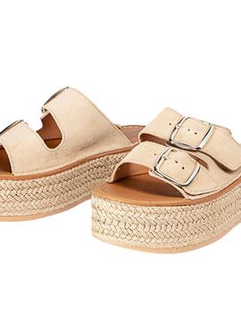 Sandalia Popa Morell Serraje Mujer Beige