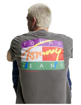 Camiseta Tommy Signature Hombre Gris