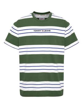 Camiseta Tommy Bold Stipe Hombre Verde