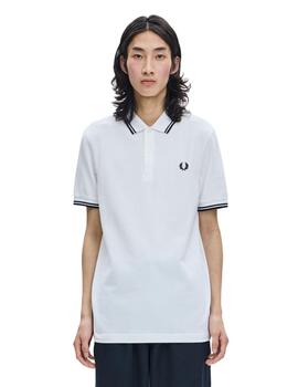 Polo Fred Perry Twin Tipped Hombre Blanco