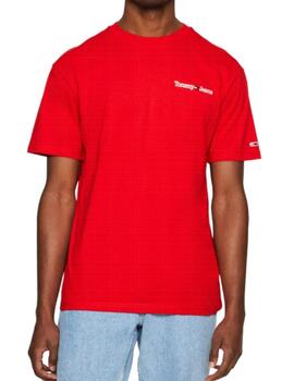 Camiseta Tommy Hilfiger Linear Chest Hombre Rojo