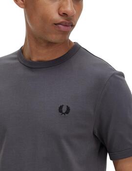Camiseta Fred Perry Ringer Hombre Gris