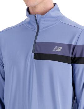 Camiseta New Balance Accelerate Half Zip Hombre Azul