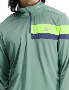 Camiseta New Balance Accelerate Half Zip Hombre Verde