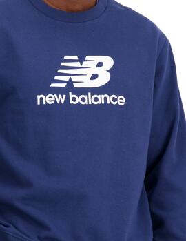 Sudadera New Balance Essentials Stacked Logo Hombre Azul
