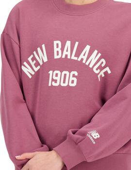 Sudadera New Balance Essentials Fleece Mujer Rosa