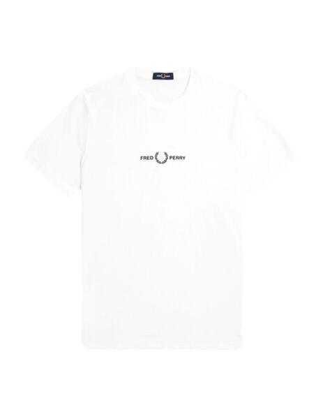 Camiseta Fred Perry Bordada Hombre Blanco