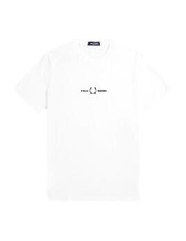 Camiseta Fred Perry Bordada Hombre Blanco