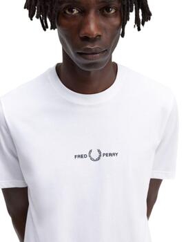 Camiseta Fred Perry Bordada Hombre Blanco