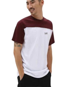 Camiseta Vans Script Crew Block Hombre Granate