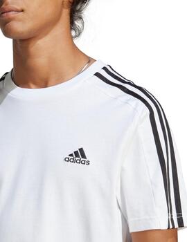 Camiseta Adidas Essentials 3 Bandas Hombre Blanco