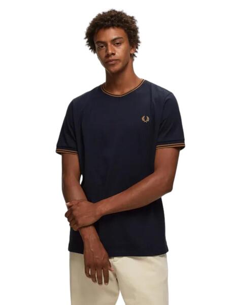 Camiseta Fred Perry Twin Tipped Hombre Marino