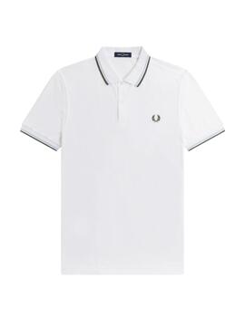 Polo Fred Perry Twin Tipped Hombre Blanco