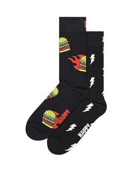 Pack de 2 calcetines Burguer Socks Unisex Negro