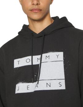 Sudadera Tommy Reg Flay Spray Hombre Negro