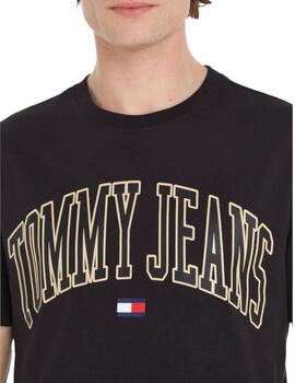 Camiseta Tommy Gold Arch Hombre Negro